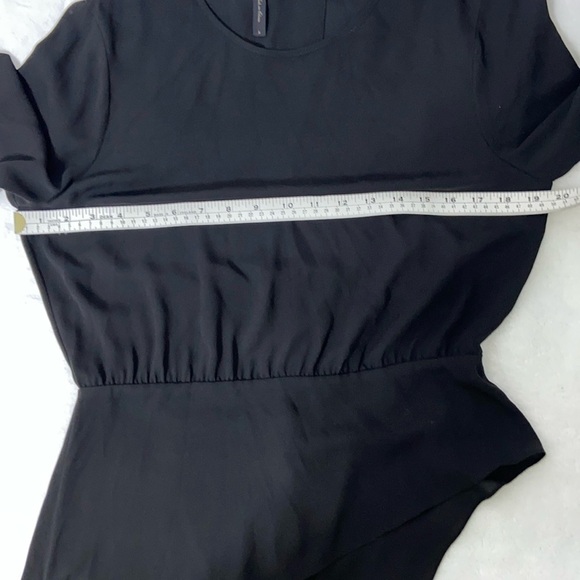 Women’s BCBG asymmetric‎ chic black semi sheer long sleeved blouse size small - Picture 6 of 13